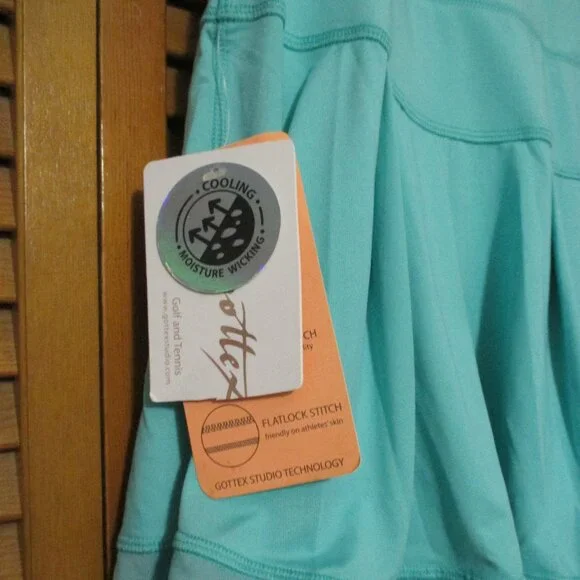 Gottex skort NEW aqua blue pull on & stretchy, pleated skirt size L - Picture 3 of 7
